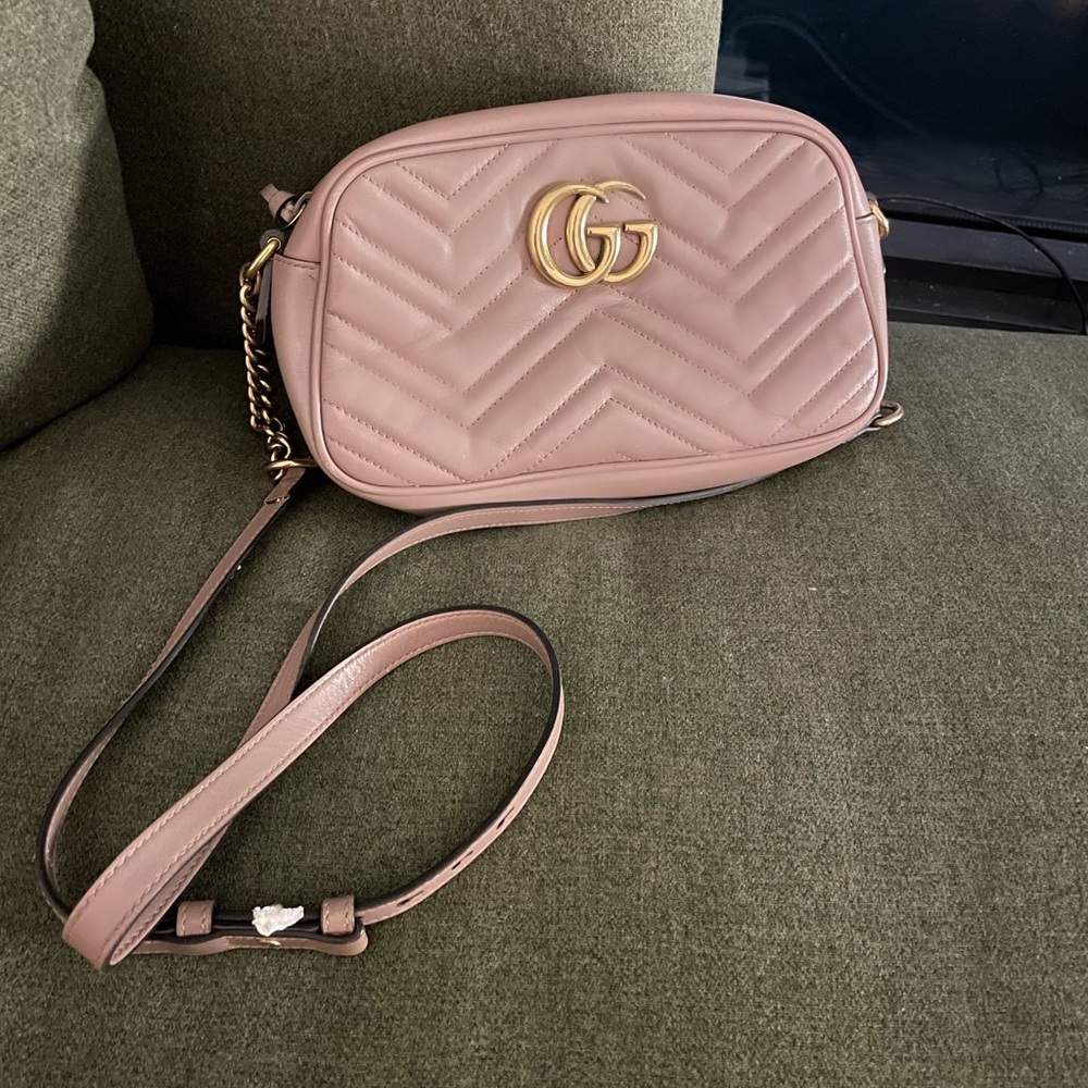 Gucci Marmont small shoulder bag - dusty pink leather